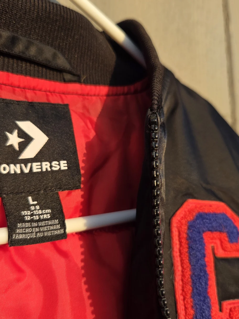 Converse Black Bomber Jacket with Red & Blue 'C' Patch
